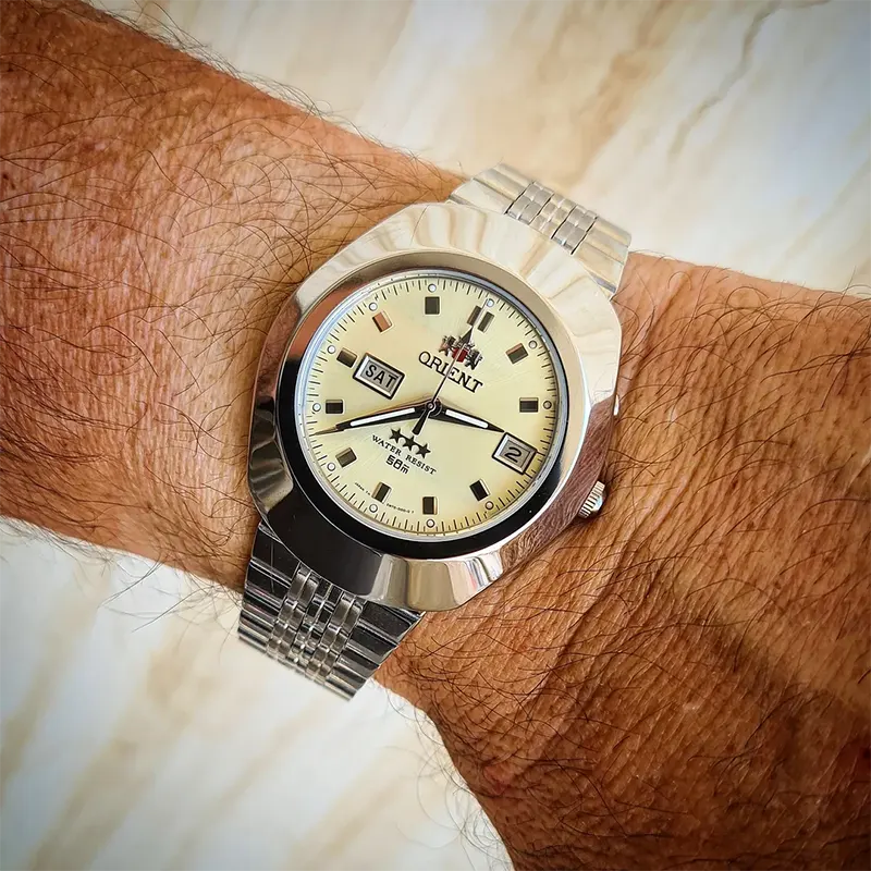 Orient NOS Diastar Cream Dial Men's Watch- SEM70002CG